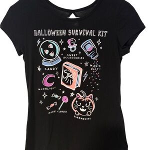 Justice Black Graphic Halloween Tee 14/16